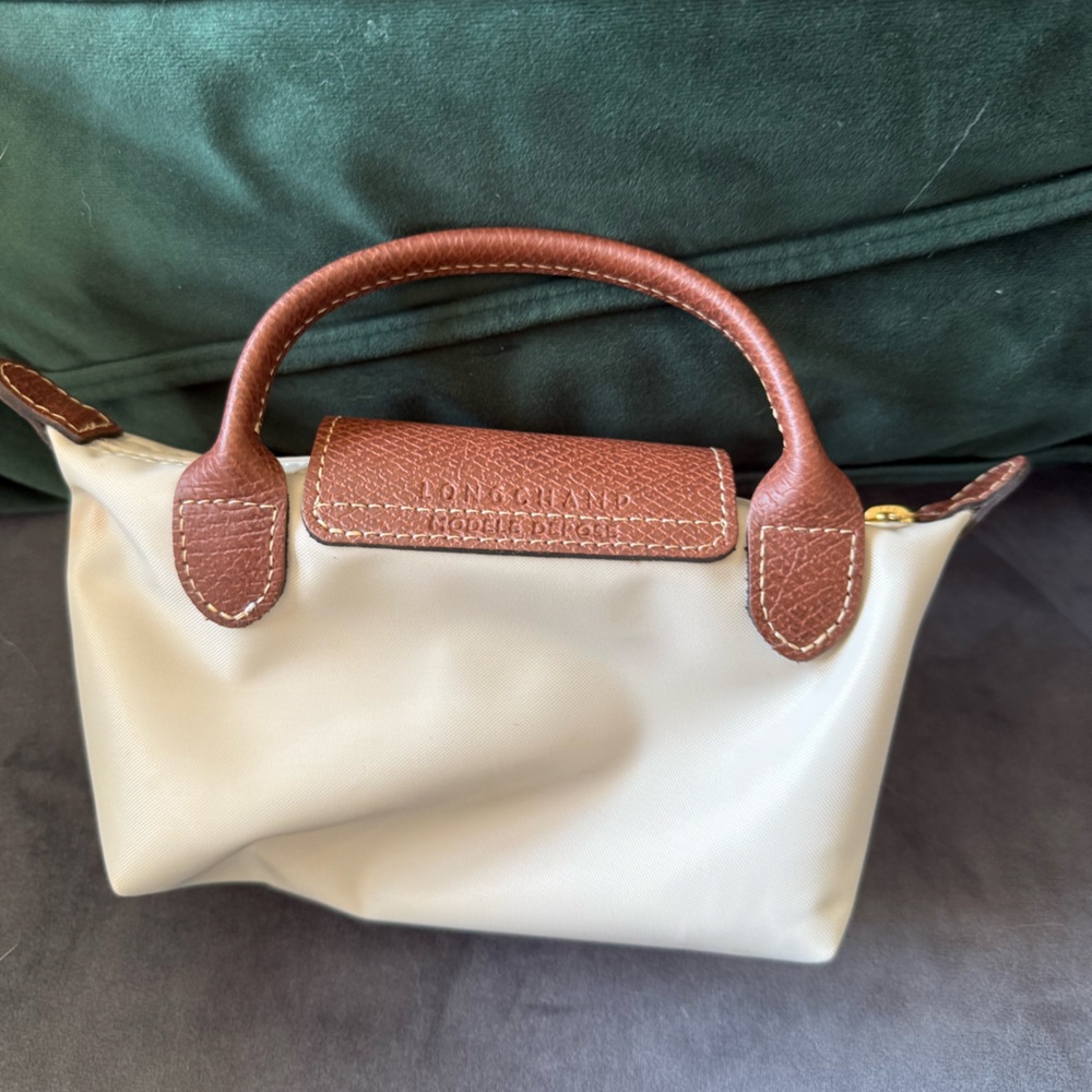 Longchamp Small Handbag Cream with Brown Trim - Picture 3 of 5